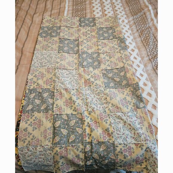 Hand pieced Lap Throw Blanket Topper 100% Cotton, 4.5'x4', NEW 6"x6" square Fall - Picture 4 of 9